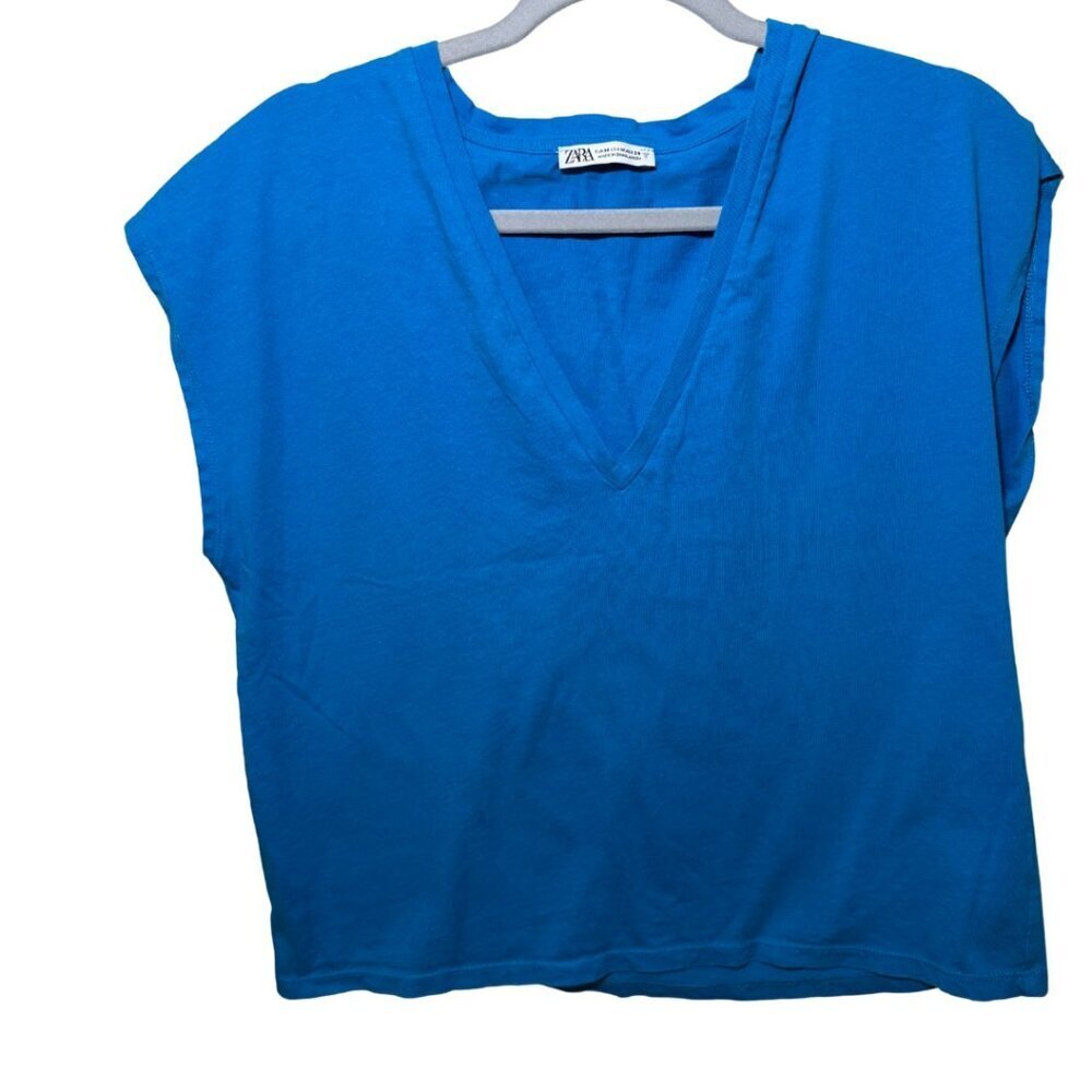 Zara V-neck Shirt. sleeveless blue size M
